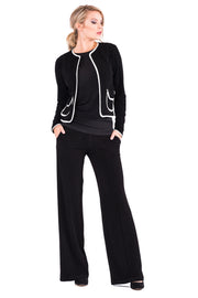 Lined Pocket Wide Leg Pin Striped Pants