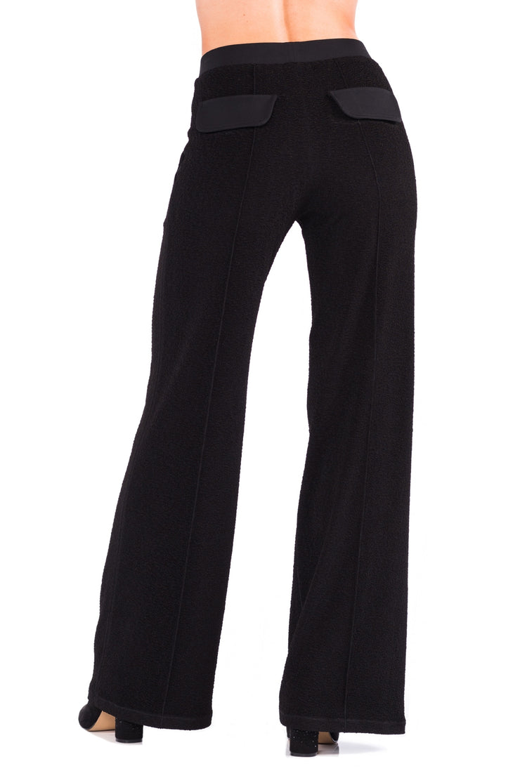 Lined Pocket Wide Leg Pin Striped Pants