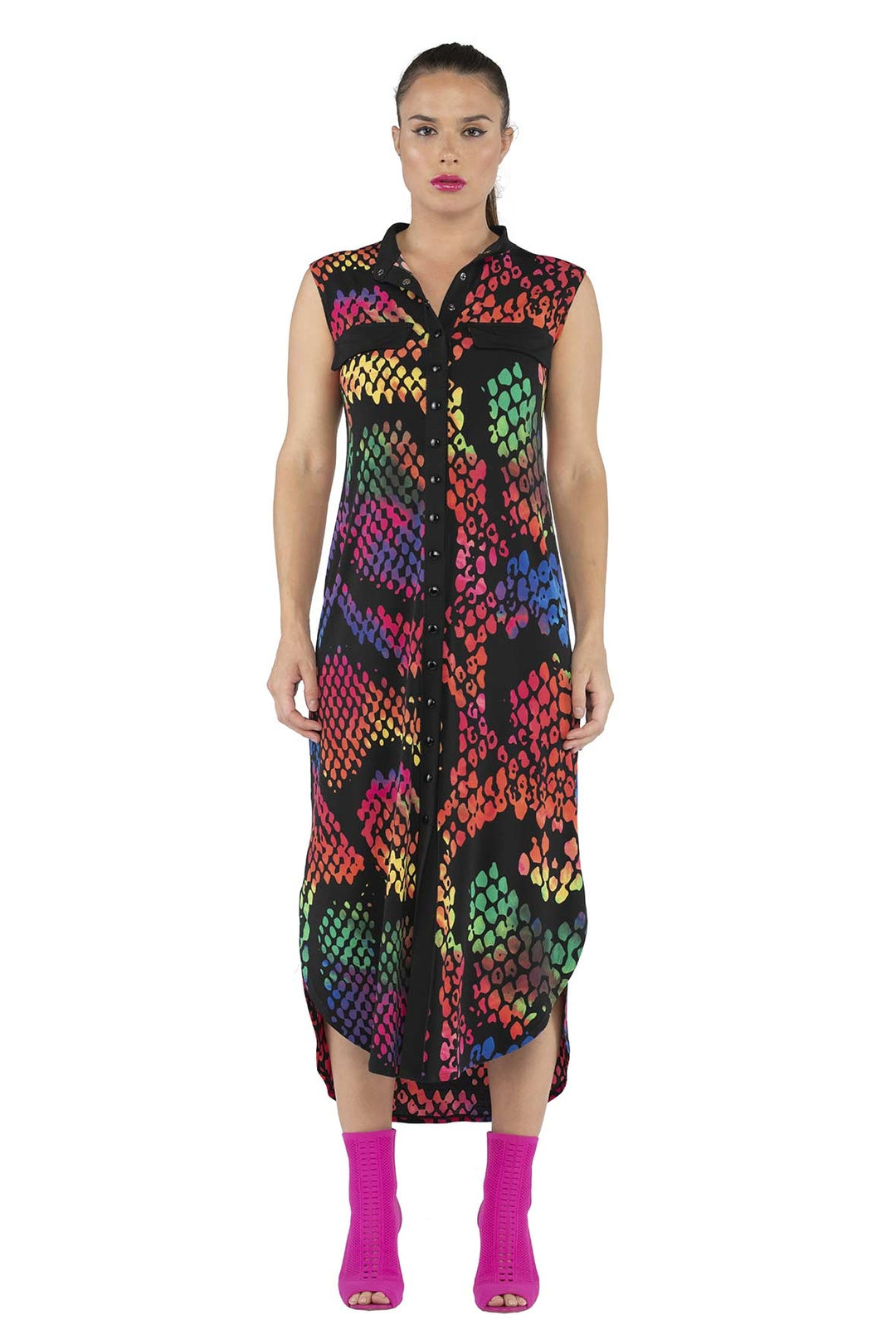 Long Sleeveless Shirt Dress