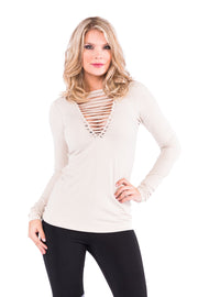 Long Sleeve Braided Front Top