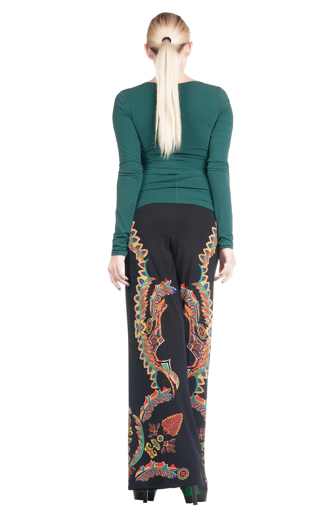 Long Sleeves V Neck Tie Wrap Top