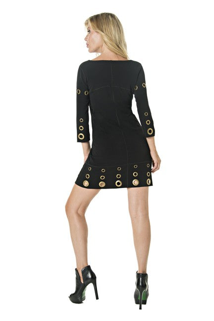 Multi Grommett 3/4 SL Dress