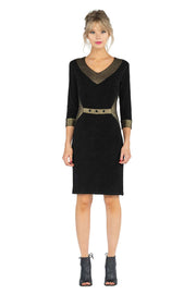 Neck and Side Triangle Inserts Dress Lined