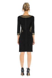 Neck and Side Triangle Inserts Dress Lined