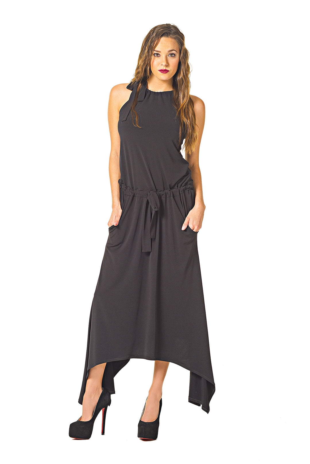Necktie Pocket Long Dress