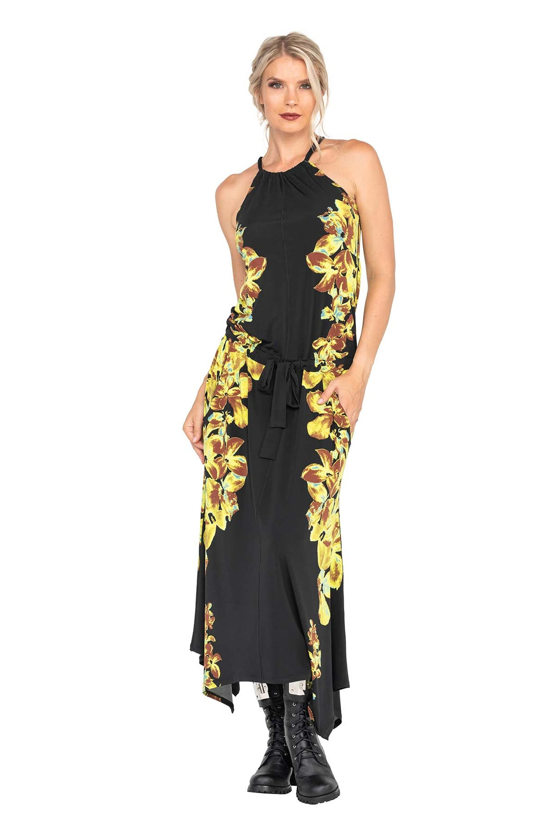 Necktie Pocket Long Dress