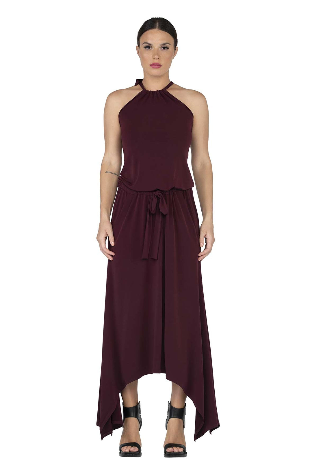 Necktie Pocket Long Dress