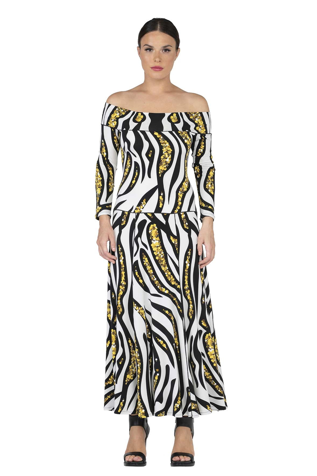 Off Shoulder 3/4 Sl. Long Dress