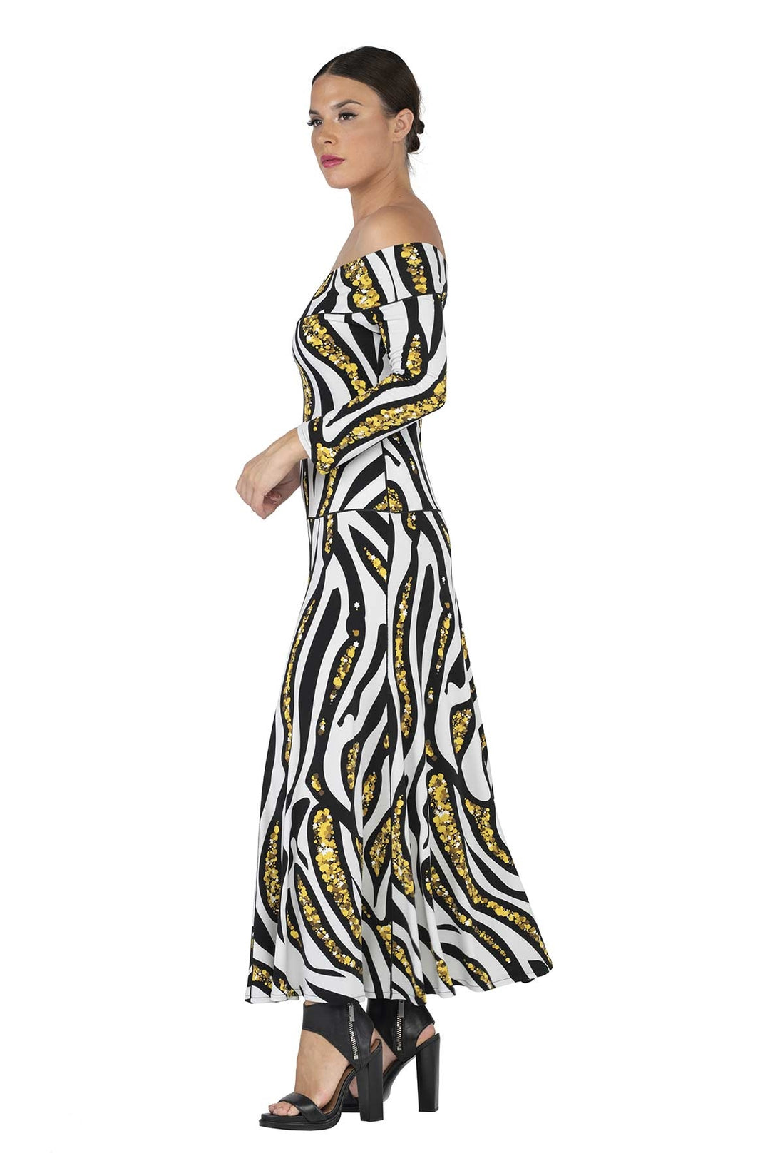Off Shoulder 3/4 Sl. Long Dress