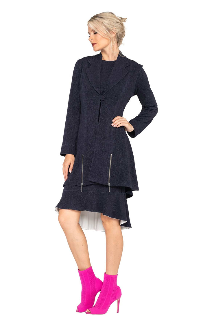 One Button & Zippers Long Jacket