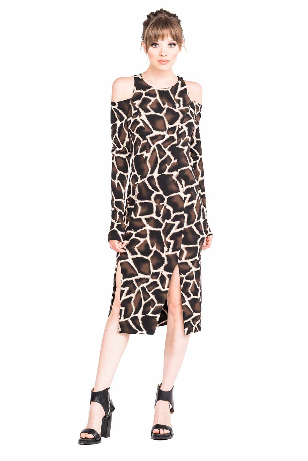 Open Shoulder Four Slit Dress