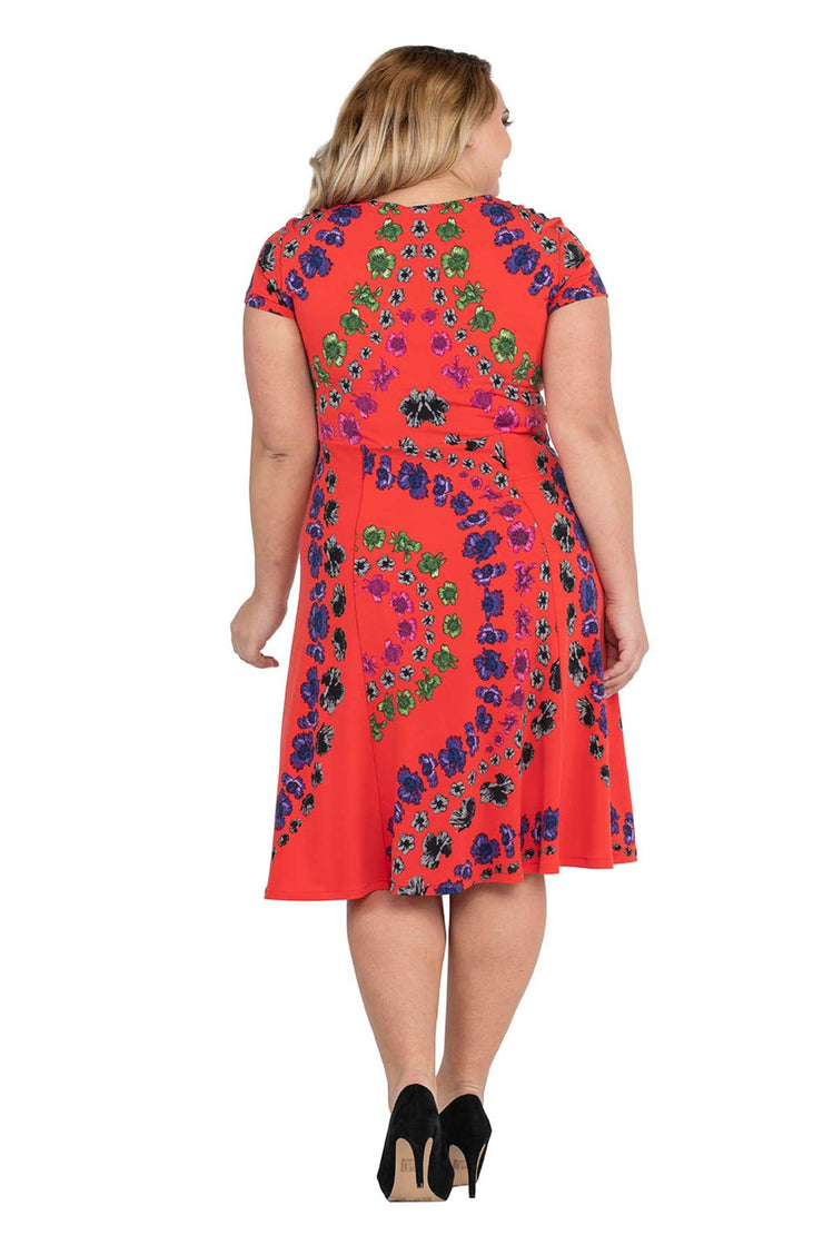 Plus Size Unlined Tie Frong 6 Gores Dress