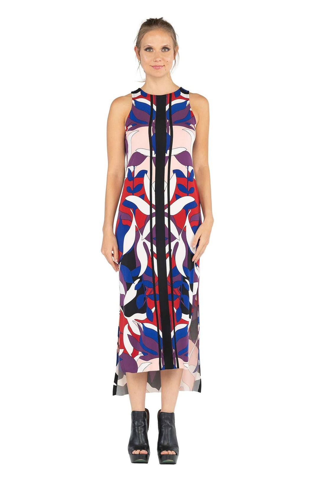 Raw Hemline Side Slit Tank Midi Dress