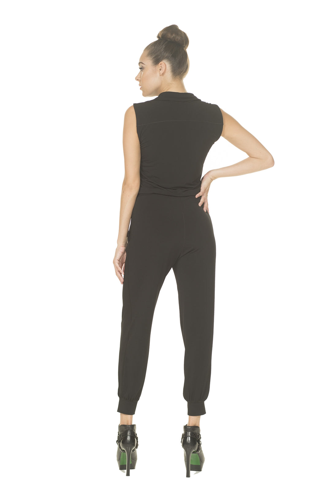 Short Sleeve Collar Snaps Jumpstuit