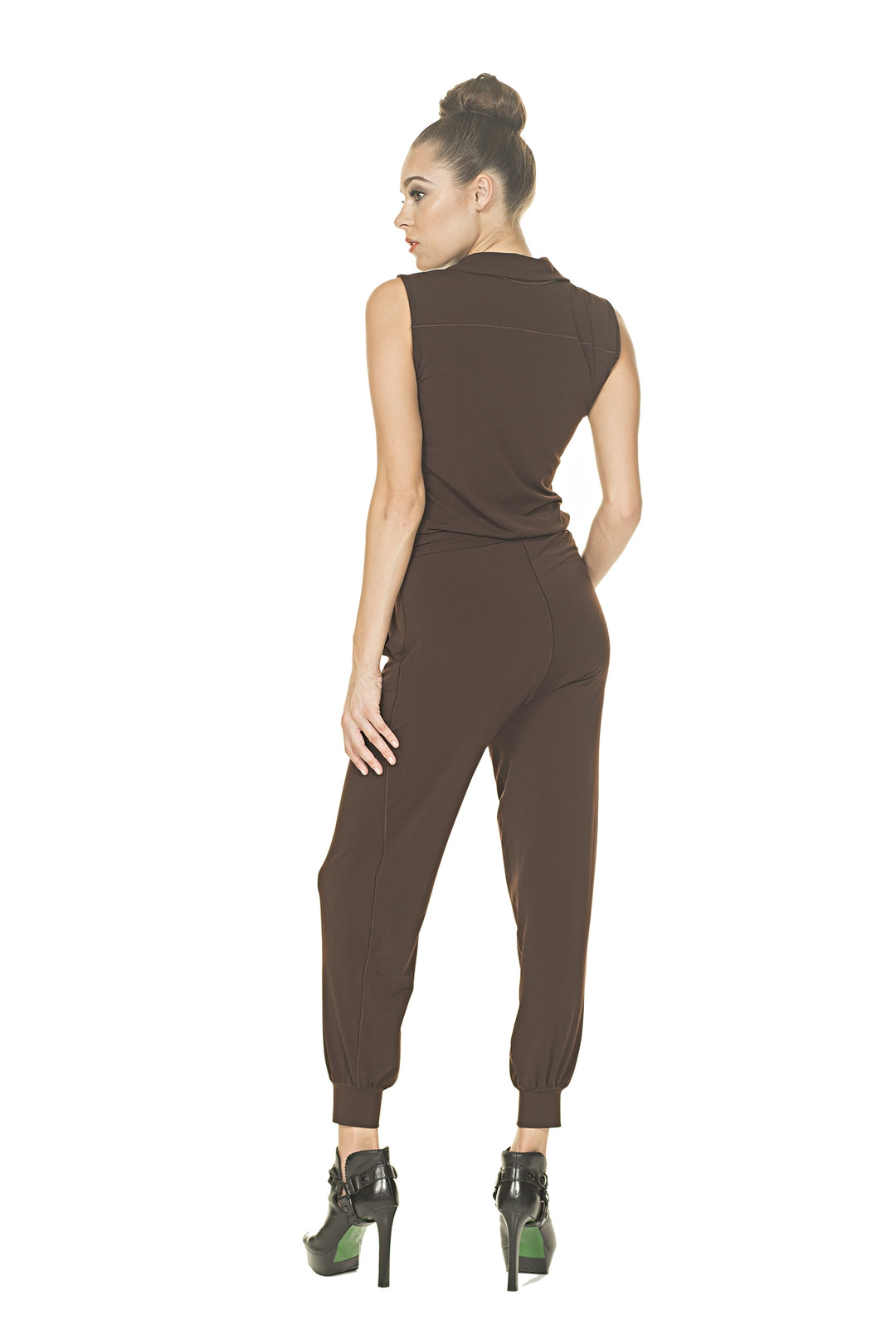 Short Sleeve Collar Snaps Jumpstuit