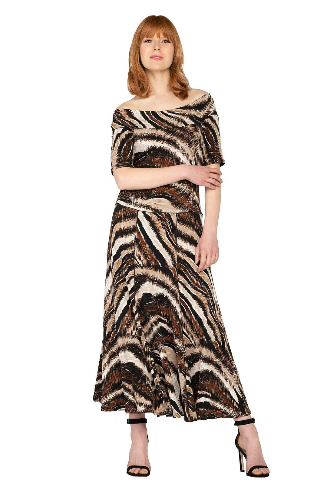 Off Shoulder Short SLV Long Dress