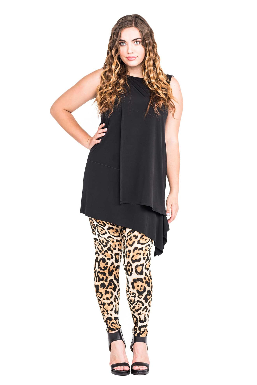 Plus Size Side Drape Overlay Tunic