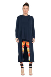 Side Slits Raw Hem Long Cardigan