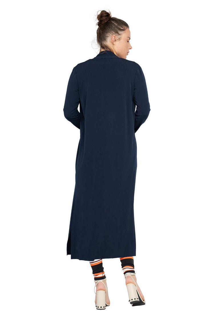Side Slits Raw Hem Long Cardigan
