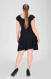 Plus Size Sleeveless V Neck Asymmetrical Double Ruffle Dress