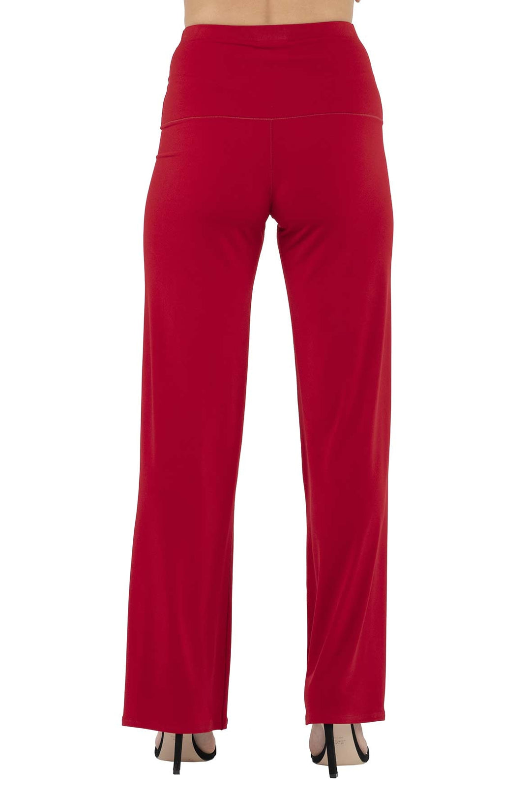Solid High Elastic Waist Straight Pants
