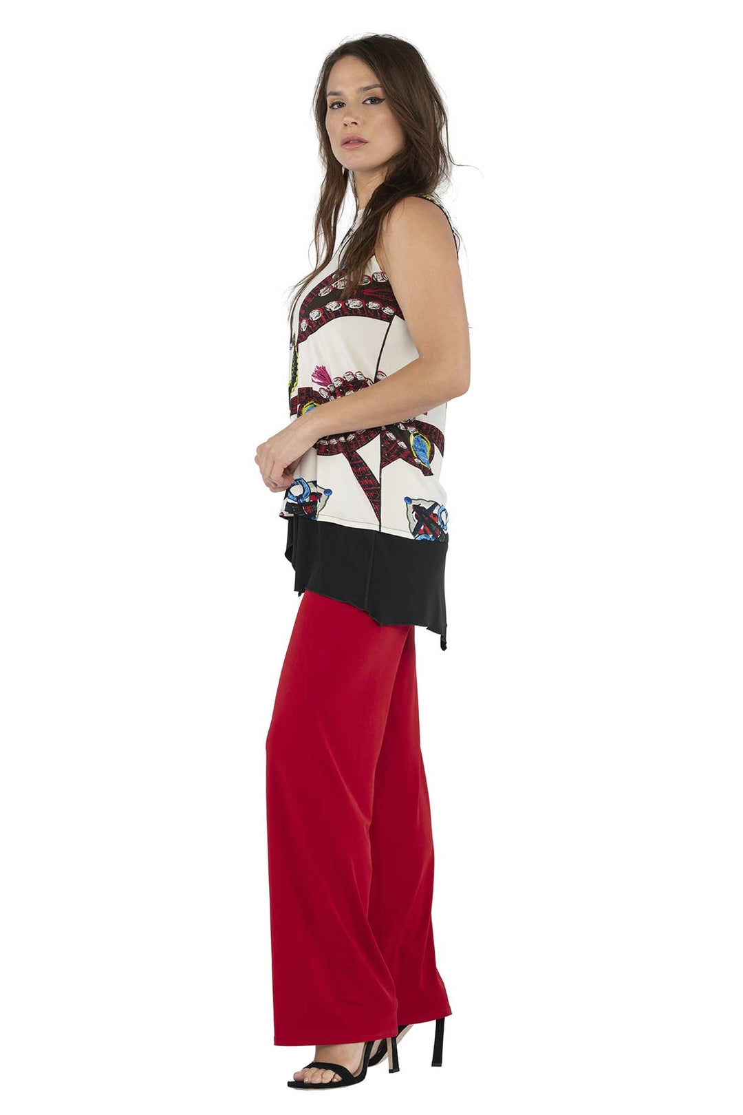 Solid High Elastic Waist Straight Pants