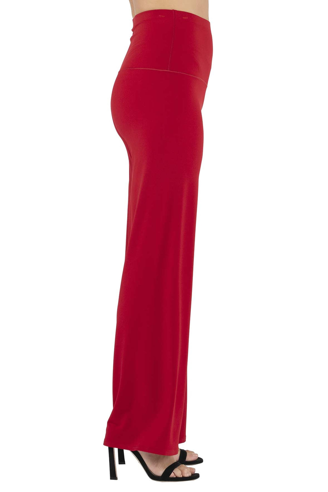 Solid High Elastic Waist Straight Pants
