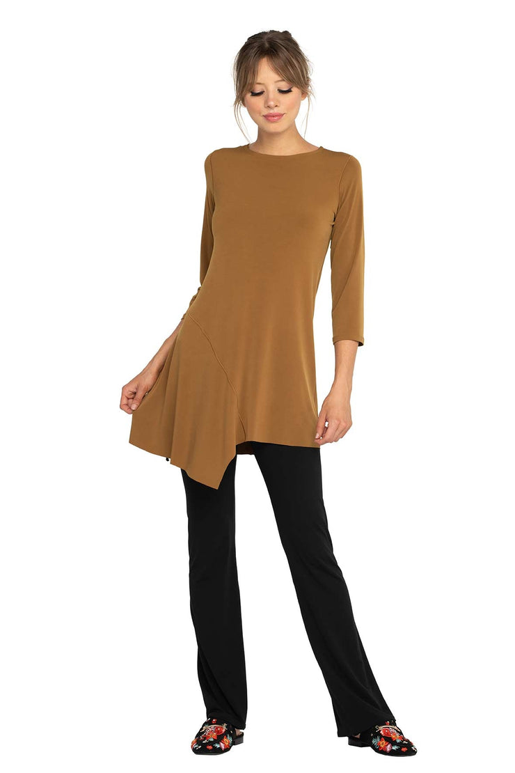 Solid Raw Hem Line Bottom Soft Tunic