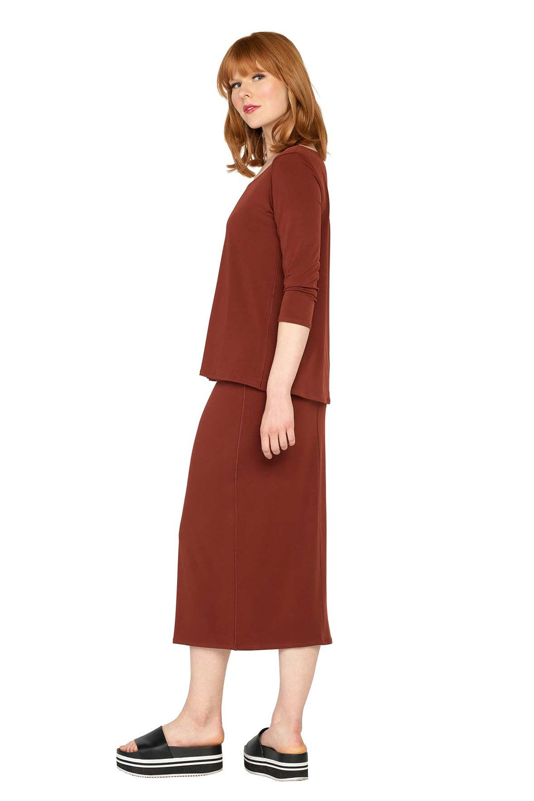 Solid V Neck Easy Fit Lined Top