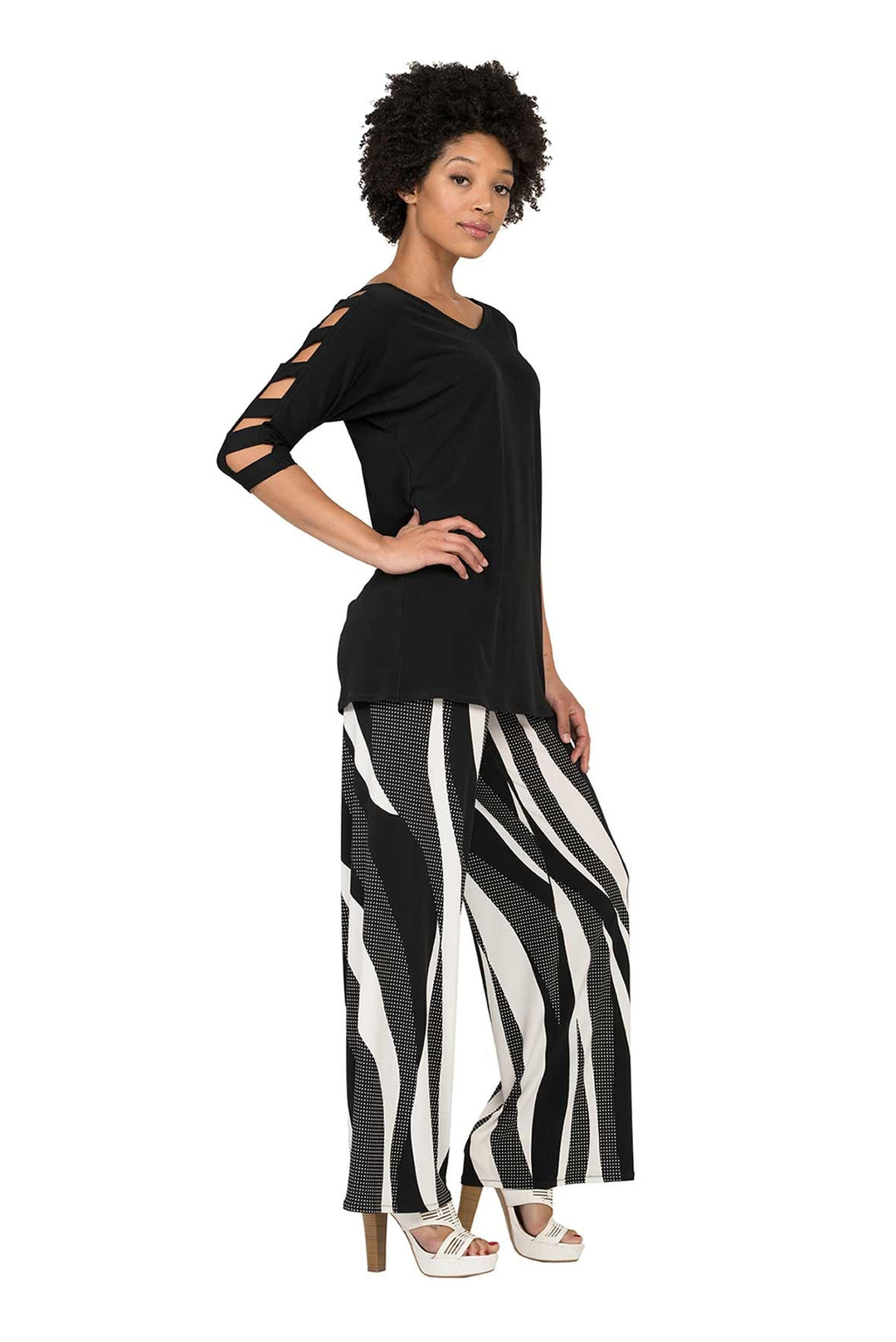 V Neck Lattice Sleeves Tunic