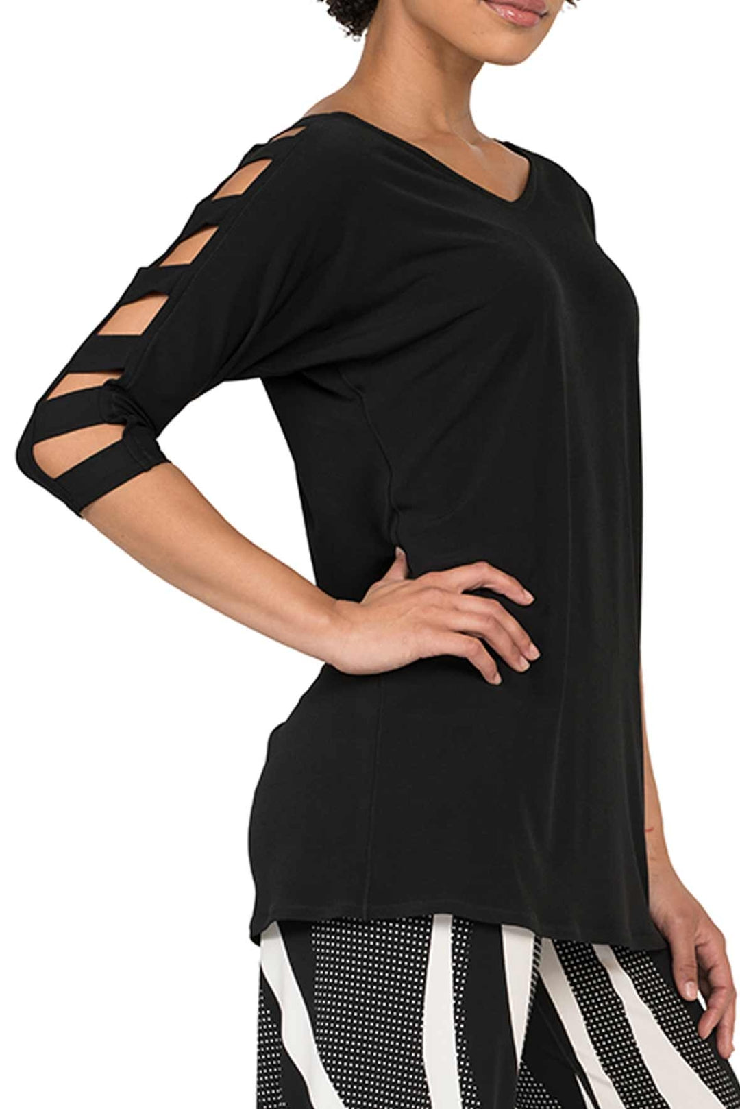 V Neck Lattice Sleeves Tunic