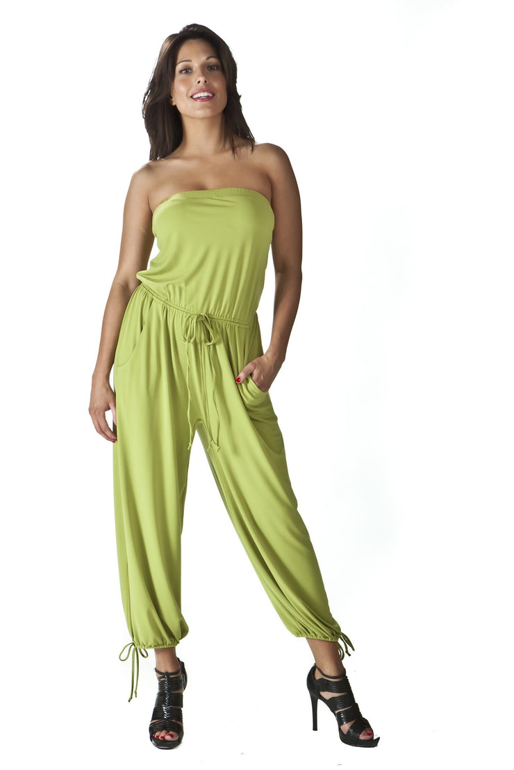 Strapless Jumpsuit with Pockets Cropped