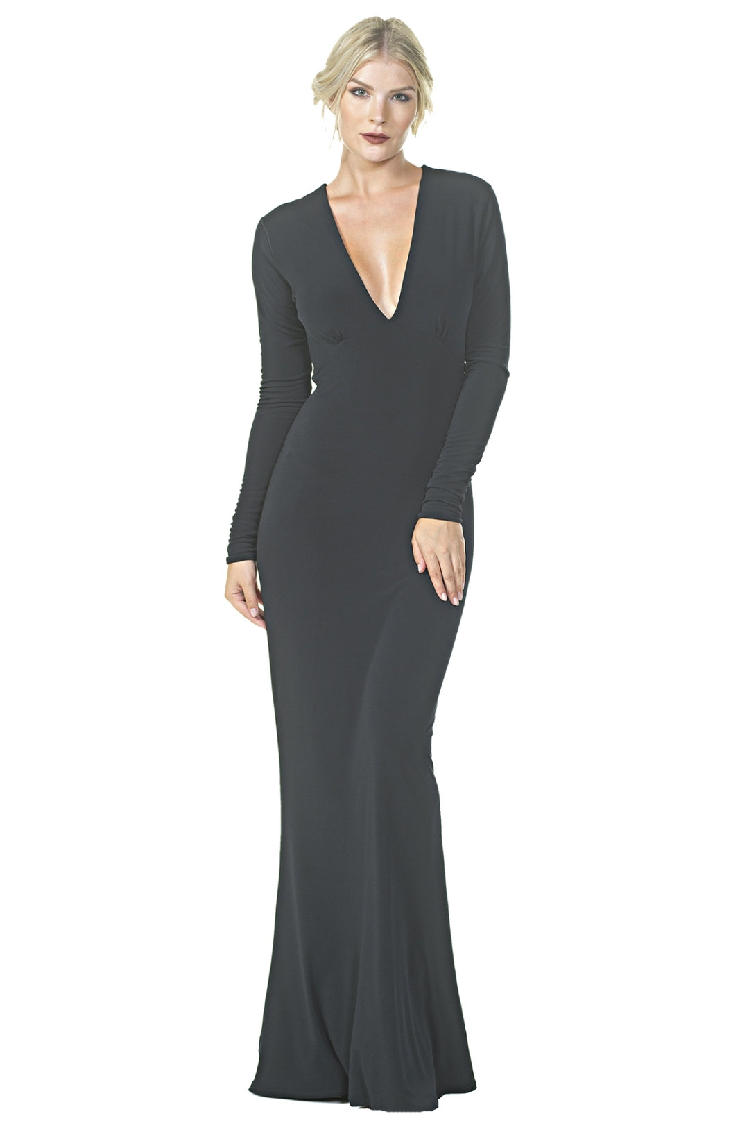 V NECK L/SLV Long Dress